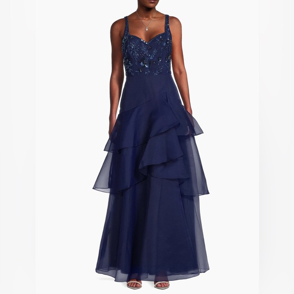 Aidan Mattox Beaded Organza Frill Ballgown Size 0 - Picture 1 of 5